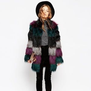 Asos Faux Fur coat in long line chunky pelt faux